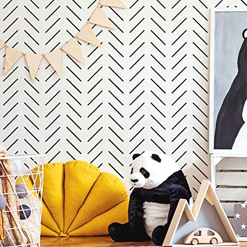 Minimal Herringbone Wall Pattern Stencil, Nursery Decor, Large Wall Painting Stencil, Paint Your own Wallpaper with This Reusable Home Decor Stencil (Wall Large - 31x54cm)
