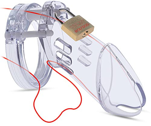 Peniskäfig Chastity Cage Male - Leichten 8CM Bondage Keuschheitskäfig Herren Chastity Cage, Keuschheitsgürtel für Herren mit Schloss 4 Penisring, Penis Käfig Sex Spielzeug für die Männer Paare Extrem