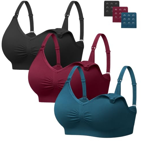 HBselect 3PCS Maternité Soutien Gorge Allaitement Femme Sans Armatures | Push-up, couverture complète, pour les gros seins, soutien-gorge minimiseur, séparation et soutien, soutien-gorge t-shirt