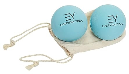 Everyday Yoga Massage Therapy Ball Set 2.5 Inch - Yoga Gear for Deep Tissue Massage, Muscle Recovery & Stress Relief, Rubber Balls with Tote Bag - Aqua