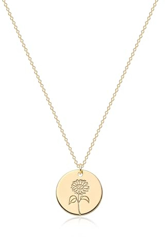 Jenosy Collana Donna Fiori di Nascita Oro 18K Collana Pendente Ipoallergenica Gioiello Moda Compleanno Regalo per Donne Ragazze (Girasole)