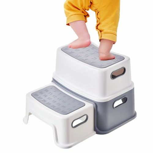 Sayiant Scaletta per Bambini Taburete Infantil de Dos Niveles, Taburete para niños, baño Infantil, Antideslizante, Lavado a Mano, Taburete de Entrenamiento, para Entrenamiento de Orinal