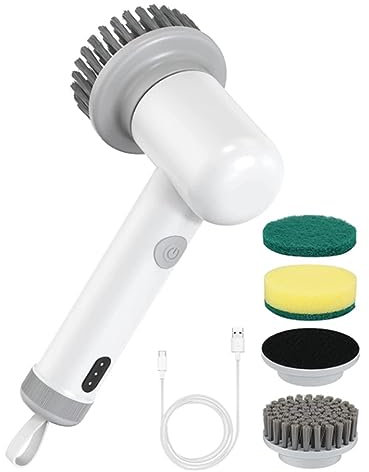 Knadgbft Autolaveuse Électrique avec 2 Vitesses de Rotation et 4 Têtes de Brosse de Nettoyage Remplaçables