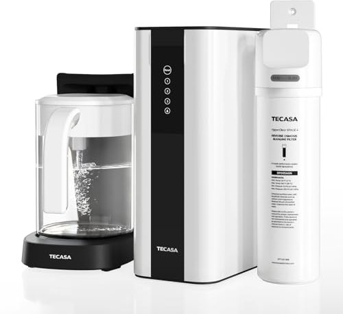Tankless Reverse Osmosis System with Auto-Fill Pitcher & Alkaline PH+ Mineral Filter, TECASA 5-Stage Under Sink RO Water Filter, NSF Certified 0.0001μm for PFAS/Lead Removal, Space-Saving for Home/RV