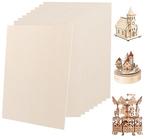 LDXDRU 300 x 210 x 5 mm - Lot de 10 plaques de contreplaqué en bois de balsa - Pour travaux manuels, projets laser, art et artisanat, modélisme, peinture