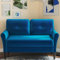 Kidirect Kleines Sofa 2 Sitzer, 123CM kleine Couch 2 Sitzer, Sofa klein mit 53CM extra tiefen Sitzen, Zweisitzer Sofa Wohnzimmer, Werkzeugfreie Montage Sofas & Couches, Bequemer Samt Mini Sofa, Blau