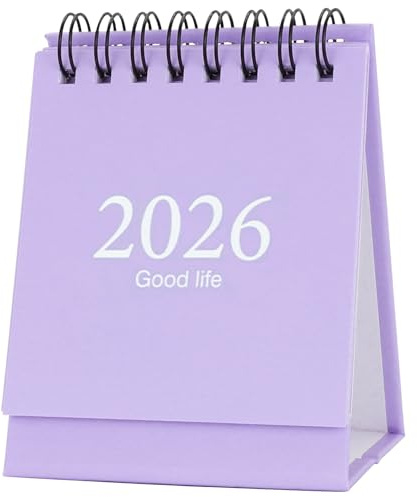 ALLY-MAGIC Mini Desk Calendar, Small Desktop Calendar, Mini Desk Top Calendar 2026 Jan-2027 Jul, Mini Daily Schedule Tiny Desk Calendar with Stickers for Home Office School Y9CSMNRL (Purple-2026)