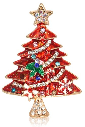 Minicoco strass julgransbrosch, julbroschnål för julklapp, julfestdekoration julnål för halsduk daglig användning, Legerat stål