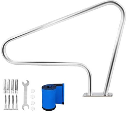 Rampe Piscine INOX 39 * 32 Pouces, Rampe de Piscine avec Couvercle Blue Grip, Echelle Piscine Hors Sol, Rampes de Piscine for Parc Aquatique, Centre de Sources Chaudes