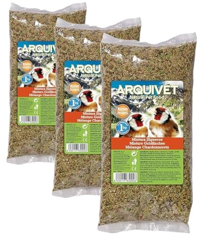 ARQUIVET Mélange chardonnerets - 1kg - Alimentation Naturelle des Oiseaux - Fabriquée avec des graines sélectionnées de Haute qualité (Lot de 3)