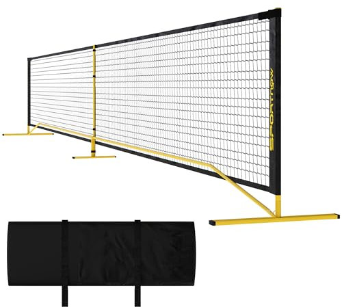 SPORTNOW Pickleball-Netz tragebar, 6,7 m mit Tragetasche, Metallrahmen für Indoor Outdoor Gelb
