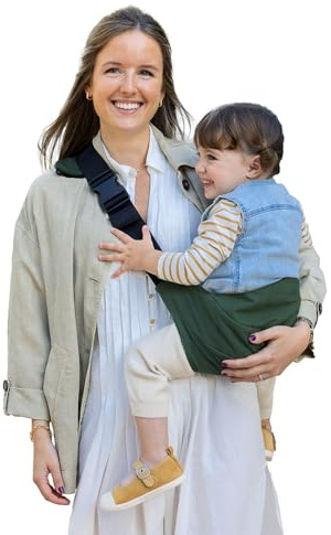 Jané Catch, Kindertrage Seitlich Babytragetuch, Tragetaschen für Babys von 9 bis 48 Monaten, 100% Baumwolle, Schulterschutz, Verstellbar, Ergonomisch, Rutschfest, Grün