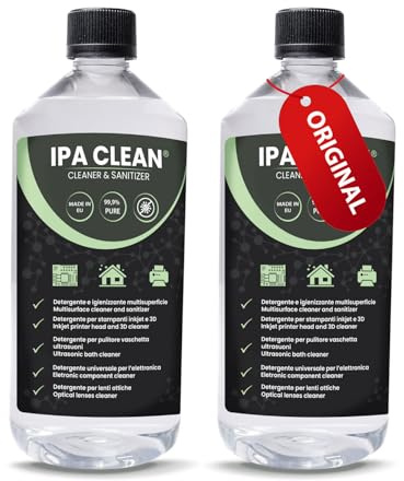 Mchem IPA Clean - Alcool Isopropilico 99,9% (2x1L) - Soluzione Pura per Elettronica e Stampa 3D - Isopropanolo - Ideale per Pulizia Pennelli Makeup e Spray - Alcol Isopropilico per Aplicazioni Varie