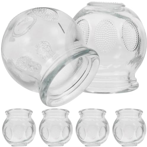 Gatuida Set di 6 coppettazioni in vetro ispessito per sollievo e attivazione muscolare, ventose per massaggi per uso domestico, forte adsorbimento, miglioramento del flusso sanguigno