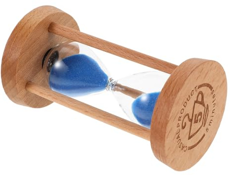 Roleader Mini Temporizador de Arena de 5 Minutos para Decoración de Baño en Madera y Vidrio, Reloj de Arena Seguro y Práctico