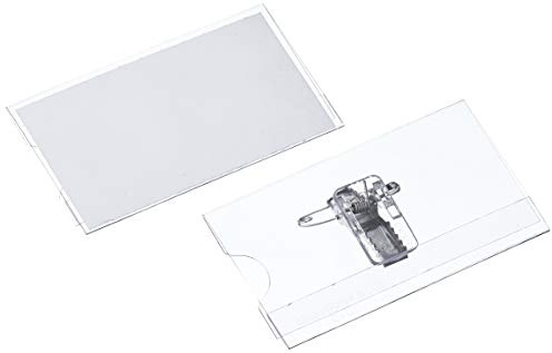 VELOFLEX 2015000 – namnskylt Velocard 75 x 40 mm, med klämma och nål, 25-pack, transparent