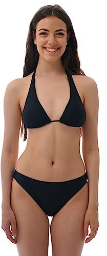 ROCK-IT Apparel Bikini - Premium push up bikiniset med bikiniunderdel och triangelöverdel med bindor - snabbtorkande Schwarz (Slip L - Top L)