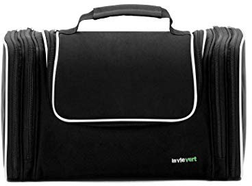 Lavievert Toiletry Bag/Makeup Organizer/Cosmetic Bag/Portable Travel Kit Organizer/Household Storage Pack/Bathroom Storage with Hanging for Business, Vacation, Household (Black)