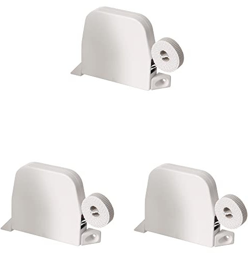 Rollwin 3x Rolladen Gurtwickler Aufputz - aus Deutschland - 185mm Lochabstand Weiß - Maxi Rollladen Aufwickler mit 5m Gurt 23mm Grau genoppt Maxi Wickler aufklappbar inklusive Rolladengurt