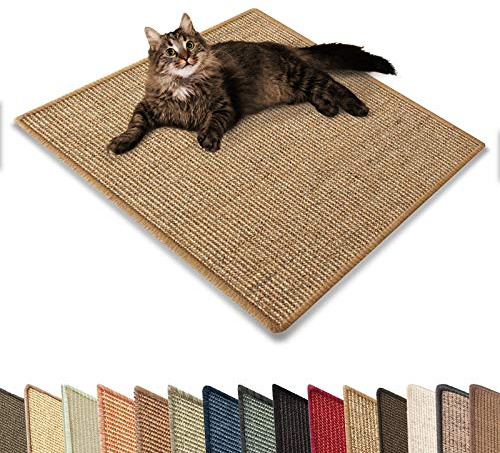 casa pura Tappeto Tiragraffi Gatti - Tappetino Gioco Gatto 100% in Fibra Naturale Sisal, Protezione AntiGraffio in Vari Colori e Misure - Sughero, 50x50cm