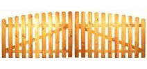 Doppelflügel StaketenTor 'Standard' 300x 85/100 cm - oben – kdi / V2A Edelstahl Schrauben verschraubt - aus frischem Holz gehobelt – nach oben gebogene Ausführung - kesseldruckimprägniert