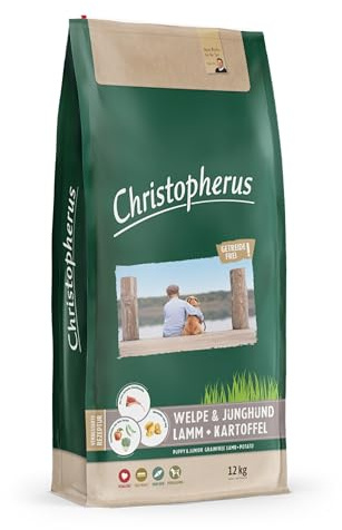 Christopherus Getreidefreies Trockenfutter für Welpen und Junghunde, Alleinfutter für Hunde, Lamm + Kartoffel, 12 kg