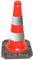 UvV® Bigfoot Leitkegel RA1 Folie 50 cm Pylonen (HD-PE, hart) rot (schwarzer schwerer Fuß) mit 2 Streifen, reflektierender Leitkegel, Verkehrskegel (Folie Typ A)