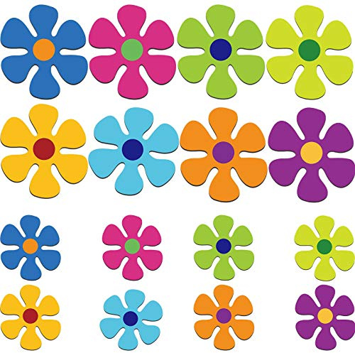 Outus 16 Pcs Flower Magnets for Car Funny Cute Magnetic Car Decals Hippie 60s 70s Decorative Flower Magnets Decorations for Door Fridge Home Refrigerator (3.9 Inch/2.2 Inch)