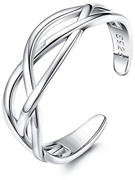 Roheafer 925 Sterling Silber Zehenringe für Damen Verstellbarer Offener Manschettenring Hypoallergene Türkis Keltischer Knoten Vintage Band Ringe für Herren Damen Mädchen