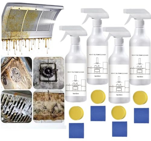 Spritz-Sprühtabletten und Sprühflasche, Spritzschaum-Sprühtabletten und Sprühflasche, Ofenreiniger, Spritzschaum-Spray, Spritzschaum-Spray-Ofenreiniger, Allzweckreiniger (4 Stück)