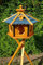 Vogelhaus aus Holz wetterfest (XL mit Ständer, Blau)