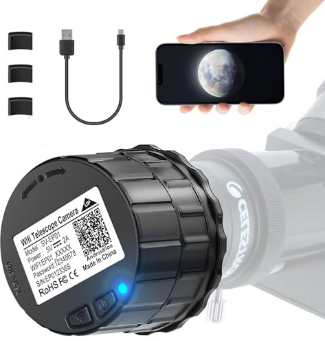 dgtenk WiFi Telescope Eyepiece Camera for Astronomy - 4MP Electronic Eyepiece Camera for Astrophotography, Planetary and Bird Watching, Fits 25mm-50mm Optical Telescopes and Microscopes