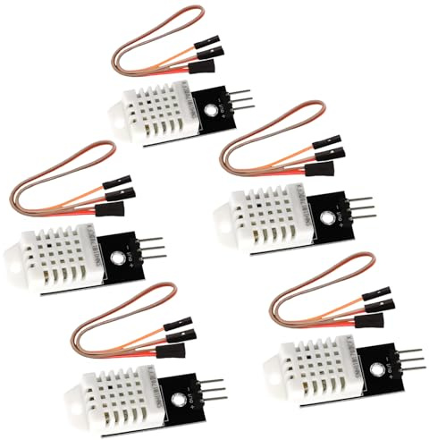 5 stycken DHT/2302 temperatursensor 22 modul, sensor 22 fuktighetssensor med kretskort och kabel 3,3–5,5 V kompatibel med Arduino, DHT-temperatursensor, digitalt temperament och fuktighetssensor