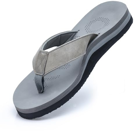 MGGMOKAY Chanclas Hombre Verano Playa Flip Flops Ortopedicas Soportes de Arco Sandalias,Gris,43