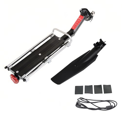 Chesoon Fahrradgepäckträger Schnellverschluss Aluminium-Legierung Fahrrad Gepäcktaschenhalter mit Schutzblech, Reflektor und elastischem Gurt 20lbs/9kgs Kapazität