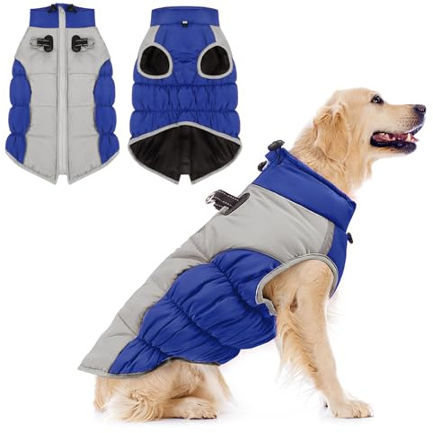 Abrigo Perro Invierno Chaqueta Perro para Clima Frío Abrigo Impermeable para Perros con Arnés Ajustable Chaleco Caliente para Perros Medianas y Grandes