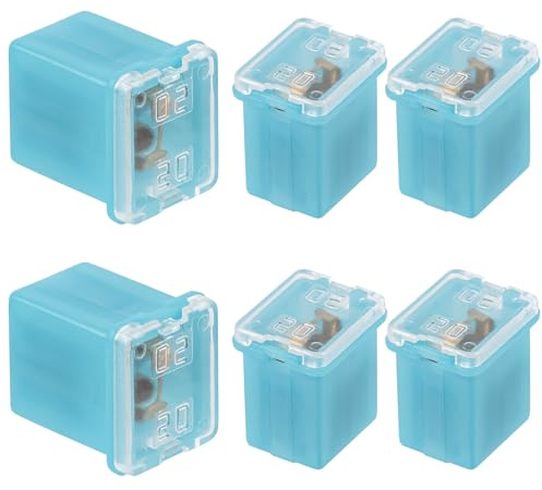 ALLECIN 6 Piezas 20A Perfil Bajo Fusibles Coche Cuadrado 20Amp Fusible en Forma de Caja Low Profile Fuse para Camiones Coches