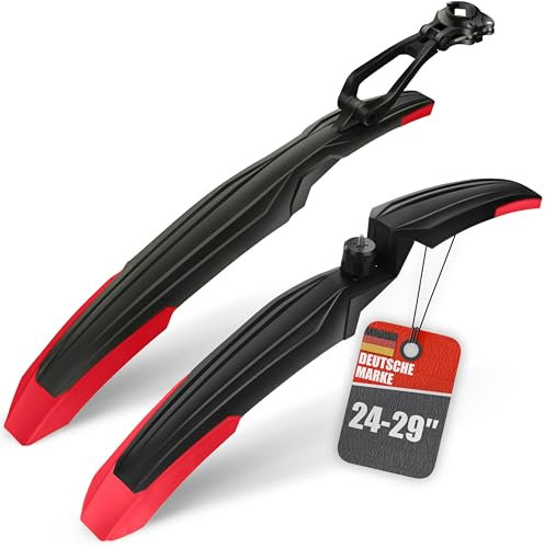 bonsport Schutzbleche Mountainbike 24-29 Zoll - Universal Fahrrad Schutzblech Set für vorne und hinten - MTB abnehmbares Steckschutzblech Spritzschutz, rot/schwarz