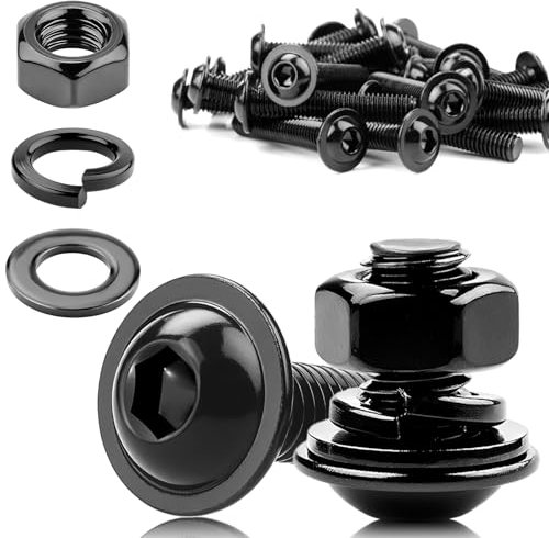 20 Stück Schrauben M5x12 Linsenkopfschrauben M5 Schrauben Schwarz Schrauben mit Muttern Flachkopfschrauben M5 Edelstahl A2 V2A Edelstahlschrauben Innensechskant Muttern Unterlegscheiben Sortiment Kit