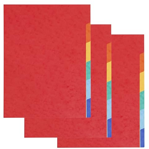 Exacompta - Ref. 1406SE – Pack de 3 juegos de separadores en auténtica tarjeta brillante flexible de 225 g/m2 FSC con 6 pestañas neutras – Tamaño A4 – Dimensiones 22,5 x 29,7 cm-colores surtidos