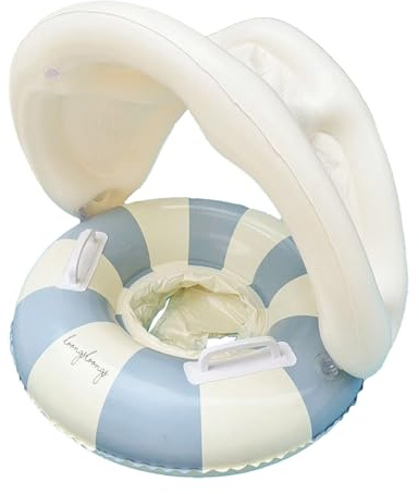 Bouee Bebe Piscine, Bouee Bebe avec Pare Soleil, Anneau De Natation Gonflable Pliable Siège De Sécurité, pour Extérieur Plage Jardin