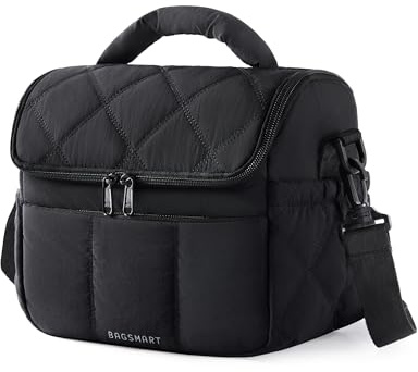 bagsmart Insulated Lunch Bags for Women, 6.7L Portable Lunch Box with Shoulder Strap Reusable Cooler Bag, Puffy Thermal Lunch Tote for Work/School/Picnic/Travel