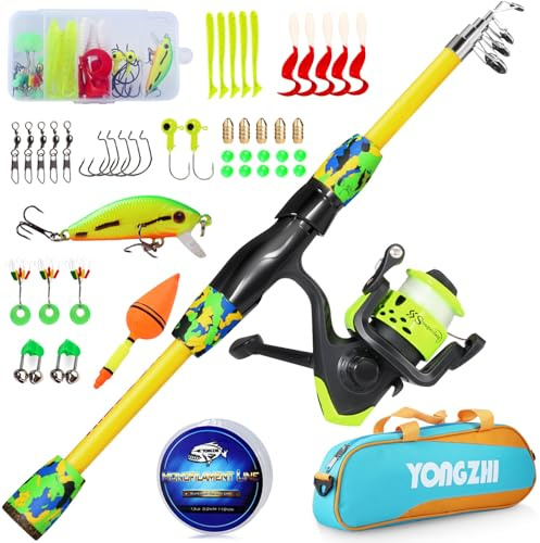 Sougayilang YX - Canna da pesca telescopica portatile e mulinello, con mulinello da pesca per bambini, per ragazzi, ragazze e ragazzi