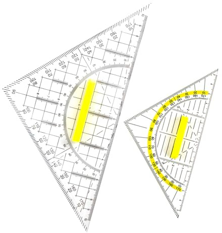 JurciCat 2 Stycken Geometriska Trianglar Med Handtag Triangel Liten Geometrisk Triangel (14cm) Stor Geometrisk Triangel (20cm) Perfekt För Ritnin Kartografi Modellering Matematik Och Konst