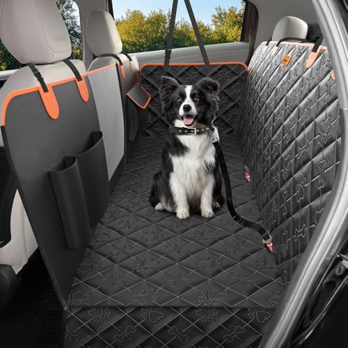 UPAWPIA Funda Coche Perro Impermeable Protector Coche Perros Asiento Trasero Resistente al Agua y a los Arañazos Cubre Asientos Coche Perro Ajuste Universal para la Mayoría de Turismos, Suv y Camiones