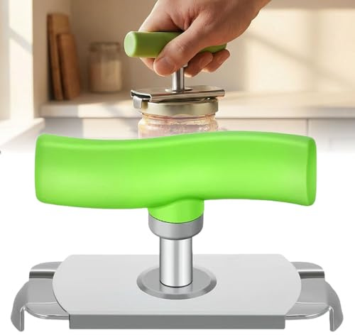 Flaschenöffner für Senioren, 2026 Neu Dosenöffner aus Edelstahl, Manuell Flaschenöffner, Einstellbarer Glasöffner Schraubdeckelöffner Deckelöffner Stainless Steel Jar Openers Küchen Gadgets (Grün)