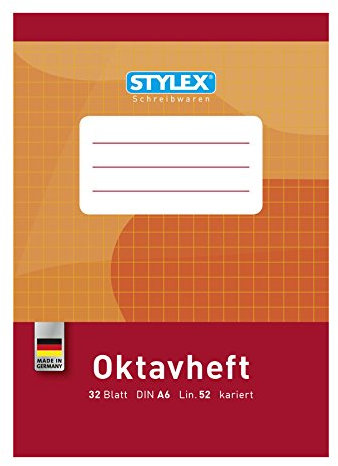 Stylex 40765 Oktavheft A6, 32 Blatt, karriert