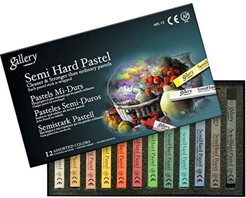 Mungyo Gallery Semi-Hard Pastels Cardboard Box Set of 12 - Assorted Colors by
