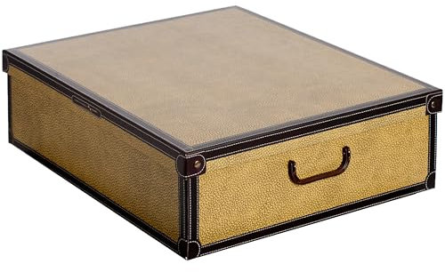 Lavatelli Scatola in cartone, organizer Sotto Letto per vestiti e biancheria, per cambio stagione o per confezione regalo, Altezza Ridotta, con coperchio, Marrone 60x50x17 cm