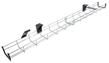 Allcam CT140 140cm Long Under Desk Cable Tray Basket Galvanized Steel Mesh Cord Tidy w/Mounting Bracket, Cover & End cap
